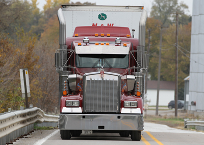 Front of red truck